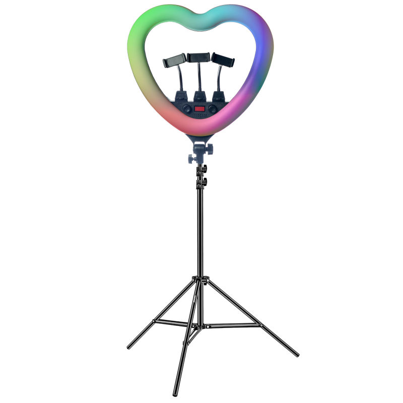 رینگ لایت مدل قلبی کد ZB-RGB 48RK به همراه 3پایه